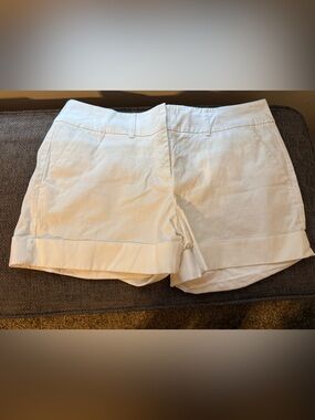 New York & Company White Cuffed Cotton Bermuda Shorts